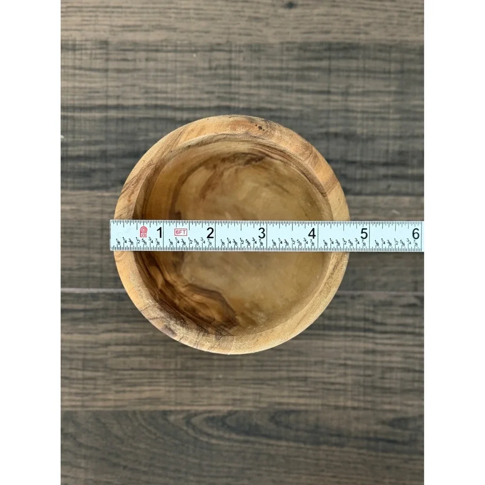 Olive Wood Nesting Serving Bowls Set of 3 Rustic Mediterranean Farmhouse Kitchen